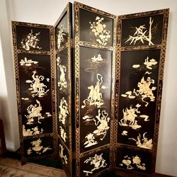Price Drop - Vintage Chinese Four-Panel Folding Screen - Mother of Pearl