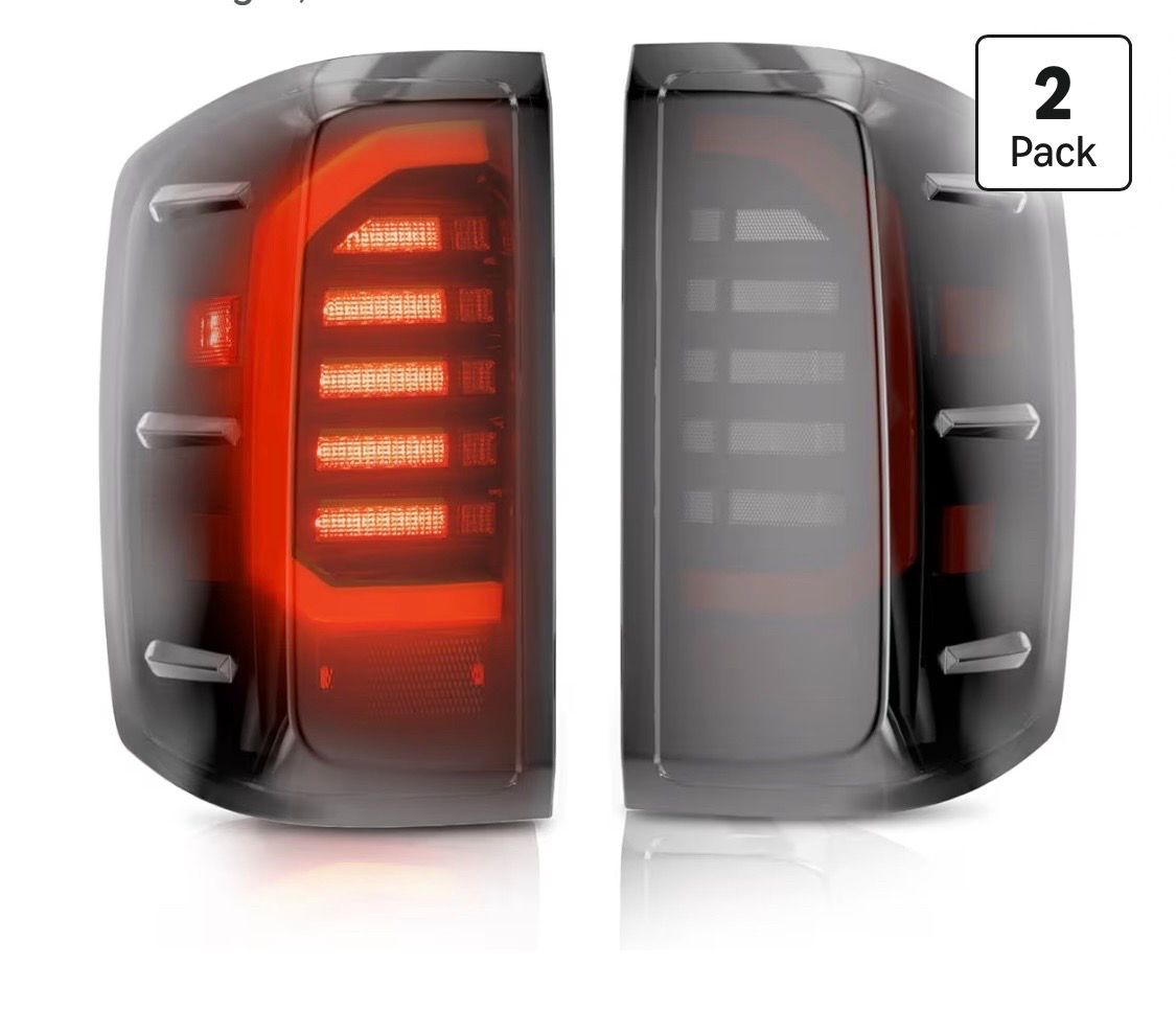 Smoked Full LED Tail Lights Compatible with 2014-2019 Chevy Silverado 1HD 3500HD, 2015-2019 GMC Sierra 3500HD Dually, Only fit Models without