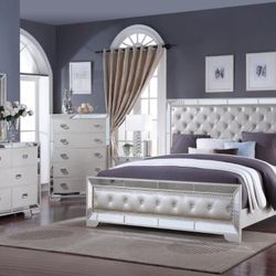 6 PCS QUEEN BEDROOM SET  $2,499 Bed frame , 2 N Stand , Dresser, Mirror & Chest King extra $200 Mattress sold separately! minashomefurniture