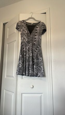 Kimchi Blue-Black and White A-line Dress with Unique Prints-Size S