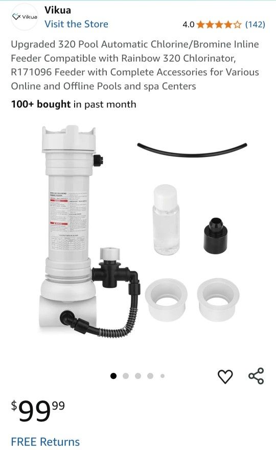 Upgraded 320 Pool Automatic Chlorine/Bromine Inline Feeder Compatible with Rainbow 320 Chlorinator, R171096 Feeder with Complete Accessories for Vario