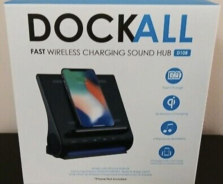 Azpen Dockall D108 Wireless Charging Dock w/Bluetooth Speakers