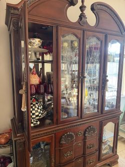 Victorian style cherry wood China Cabinet