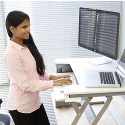 Ergotron Desk Converter, Dual Monitor Sit Stand Desk Riser for Tabletops