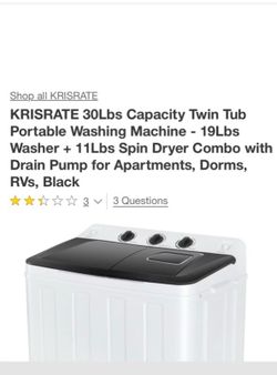 KRISRATE 30lb capacity portable washer/spin dryer
