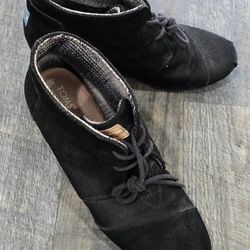 Women's Toms Desert Wedge Bootie Shoes Color Black Size 9.5 