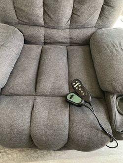 Gray Fabric Power Lift Recliner Chair