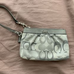 Coach large grey wristlet