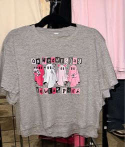 On Wednesdays We Wear Pink Ghost Crop Tee