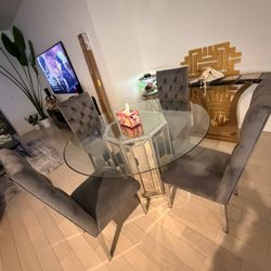 Grey Tufted Dining Chairs (Set of 4)