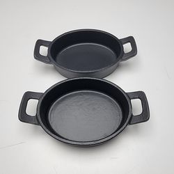 Zakarian Set of 2 Cast Iron Non-Stick Mini Baking Dishes Oval Black