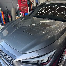 Q50 carbon fiber hood painted