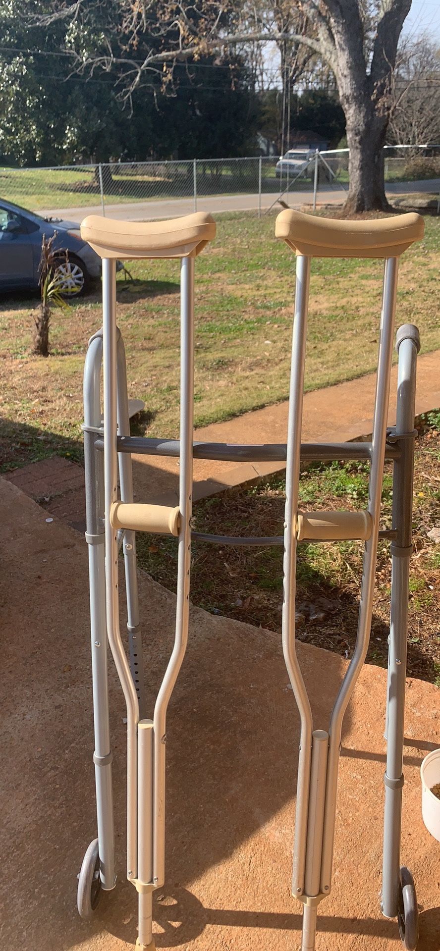 Walker and crutches