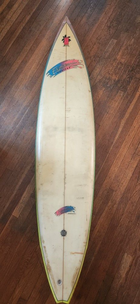 BRIAN BULKLEY 7'6" Vintage Pin Tail Surfboard 