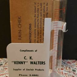 Vintage C K Kenny Walters Supplier Of Sinclair Products Rain Gauge - Advertising