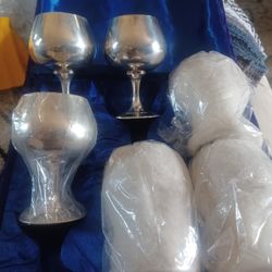 6 SILVER CORDIAL GOBLETS