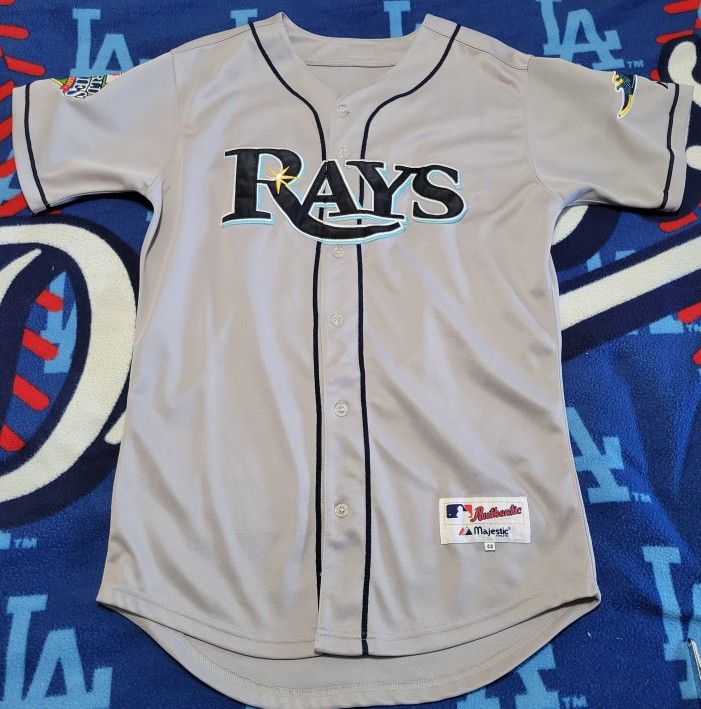 Used Vintage 2008 Tampa Bay Rays EVAN LONGORIA World Series Majestic Brand Jersey, Size 48