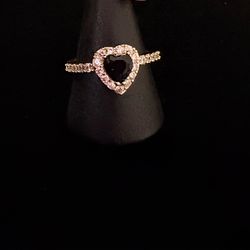 Heart shaped black stone diamond ring