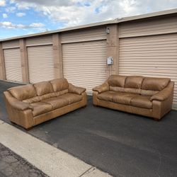 Leather Two Piece Couch Set