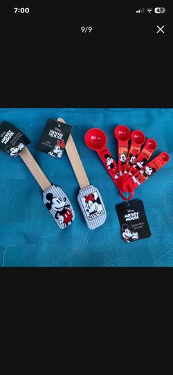 Mickey and Minnie Mouse Measuring Spoons Spatula and Basting Brush SetCup