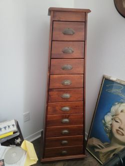 Tall Wood Multi-Drawer Storage Cabinet