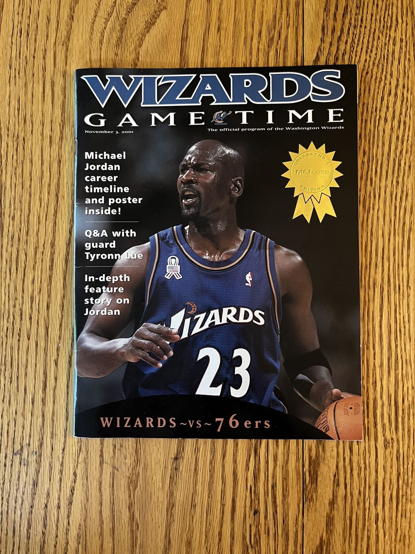 Rare Vintage Michael Jordan Washington Wizards Gametime program (11/3/01)