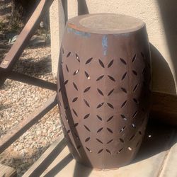 Rustic barrel iron side table Boho Design Plant Stand 