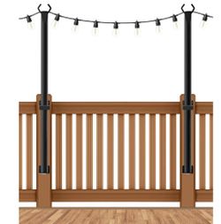 2 Pack String Light Poles,4 Ft String Light Poles for Outside with Fixing Clips,Metal Poles for Outdoor String Lights, Hanging Light Poles for Deck Fe