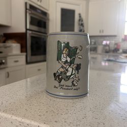 Vintage German Mini Beer Stein – “Geh’ mach Dei Fensterl auf!” – Bavarian Humor Souvenir Mug