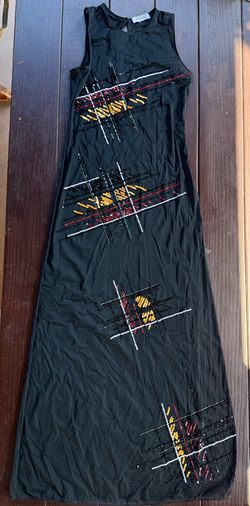 Gianfranco Ferre Black Sequence Maxi Sheer Dress Size S-M