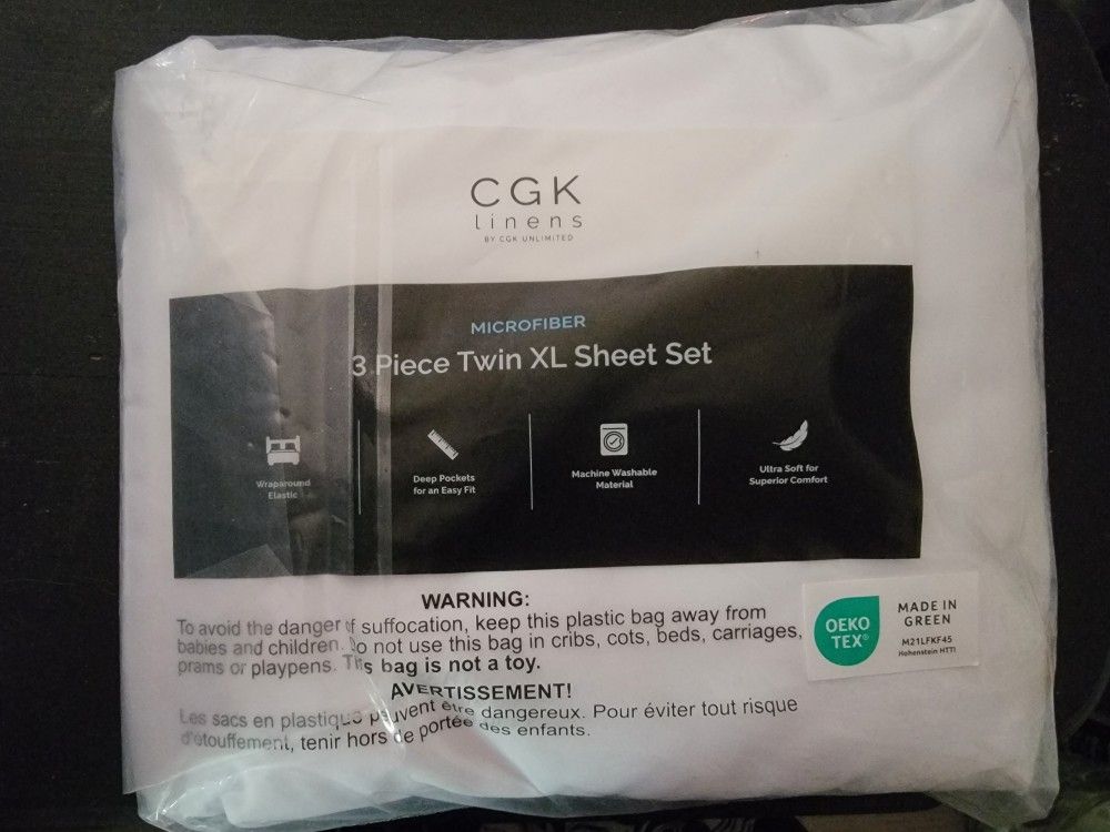 Brand New CGK Linens Microfiber 3 Piece Twin XL Sheet Set