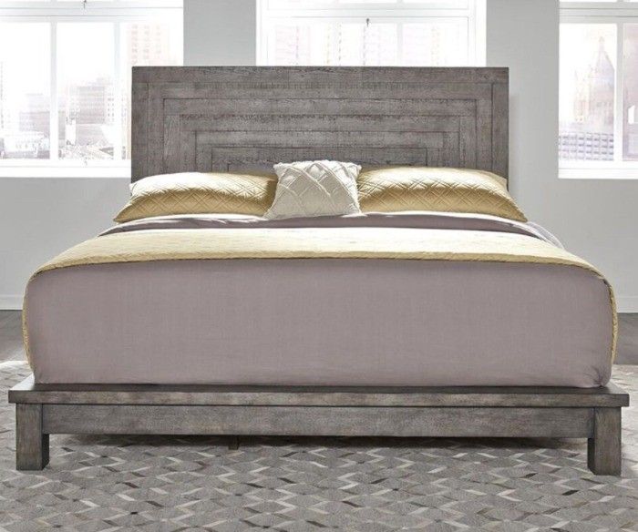 Belle Furnishings Modern Farmhouse King Size Bed in Dusty Charcoal In Great Condition