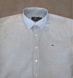 Vineyard Vines Mens Large Shirt Light Blue Whale Long Sleeve 100% Cotton 🐋