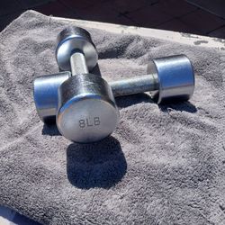 PAIR of 8lbs Chrome Plated Dumbbells