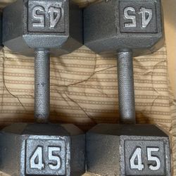 PAIR OF 45 LB. STEEL HEX DUMBBELLS