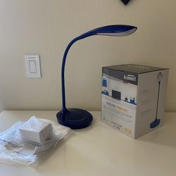 1 New Blue Plug-in Flexible Gooseneck LED Desk Table Lamp with Built-In USB Charging Port and more