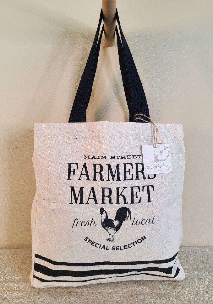 FARMERS MARKET Canvas Shopping Tote Bag Reusable