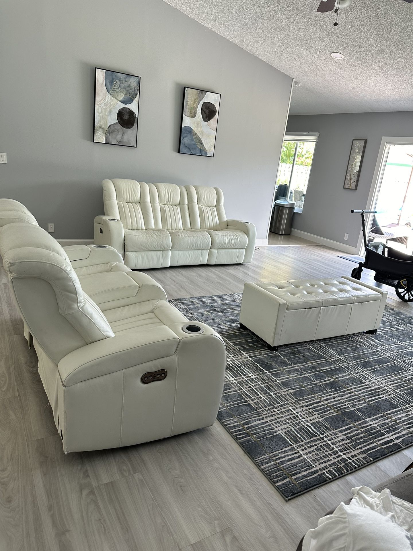 Two Reclinable Sofa With Ottoman