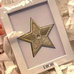 ☆Brand NEW☆IMPORTED☆ Christian Dior CD Gold Star Embroidery Brooch Pin Badge Limited JAPAN (Purse Bag Wallet Shoes Heels Sauvage Golden)
