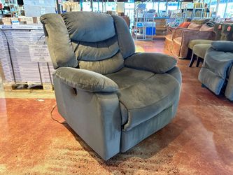 Dark Grey Plush Microfiber Power Recliner Chair
