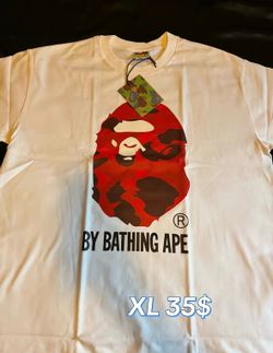 BAPE Red Camo Big Ape Head T-Shirt White XL | New With Tag