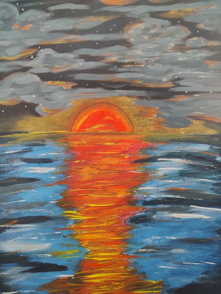 Sunset Over Ocean Painting