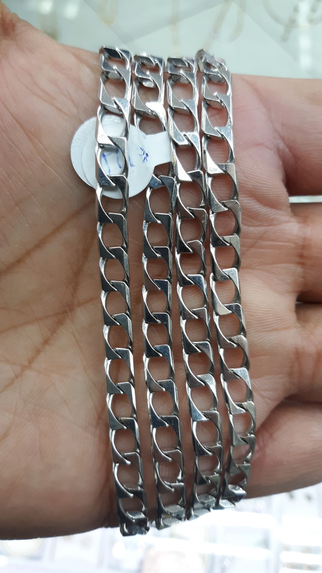 14k gold white gold Cuban box chain 24 inch long 5mm