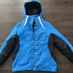 Athletech Blue Black White Zip Up Hooded Parka Jacket Woman’s Size M