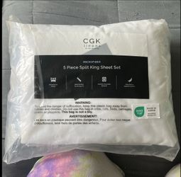 CGK Linens Microfiber 5-Piece Split King Sheet Set White