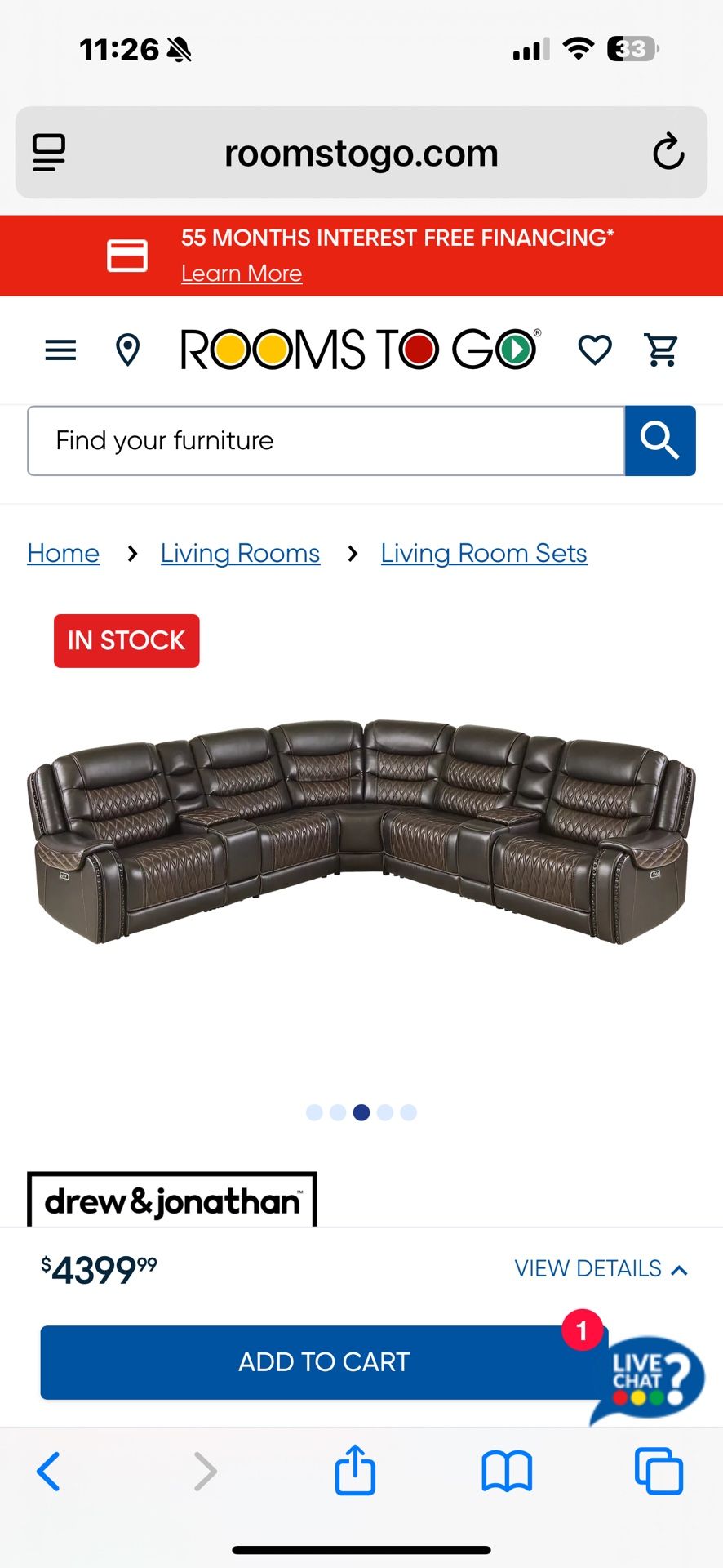 Rooms To Go sectional