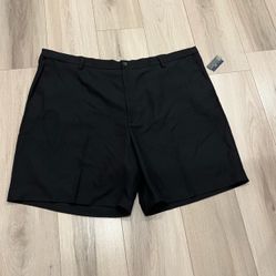 NWT Chaps Black Flat Front Big & Tall Shorts Mens Sz 48. 