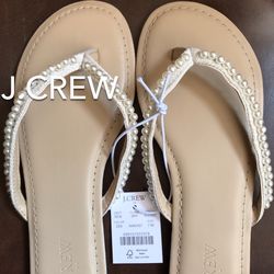 🌞😎(NEW) (2 SIZES AVAILABLE) WOMEN’S J.CREW FACTORY PEARL EASY SUMMER FLIP-FLOPS - SIZES: 7 AND 9😎🌞