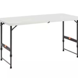 HDX 4 ft. Rectangle Almond Resin Table Seats 4