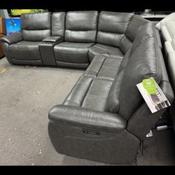 Wylder Leather 6-Piece Power Sectional